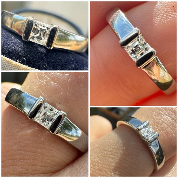Vintage solid platinum genuine VS asscher square cut diamond ring-send offers - Picture 1 of 12